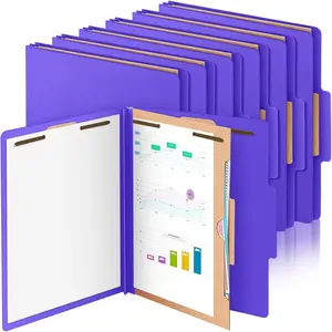 12 Pack Classification Folders Letter Size Bulk with Divider and 2" Expansion, Pressboard Folder with 2 Prong Fasteners for School Office Medical Document(Purple)
