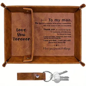 Romantic PU Leather Tray Set, Large Capacity Storage Dish, Perfect Gift for Men, Unique Home Decor, Father's Day & Valentine's Day Present