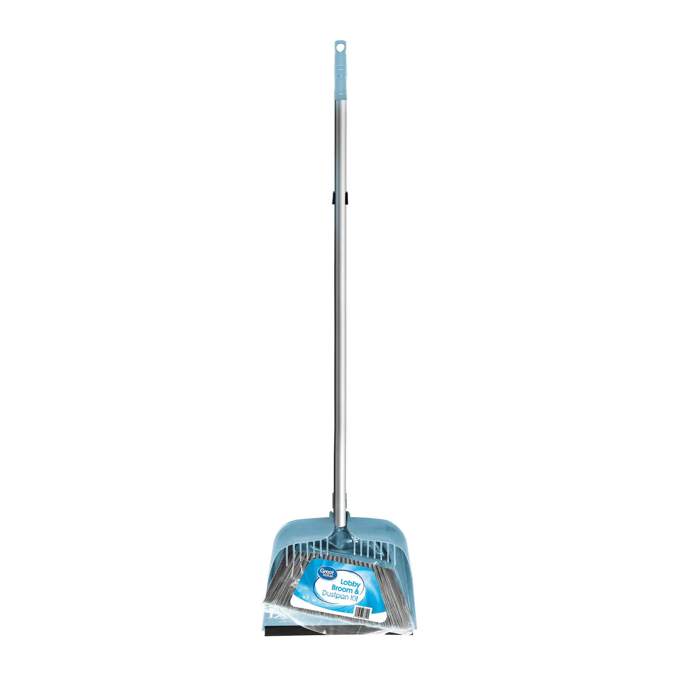 Great Value Lobby Broom and Dustpan Set, 2.75" x 11.81" x 41", Blue