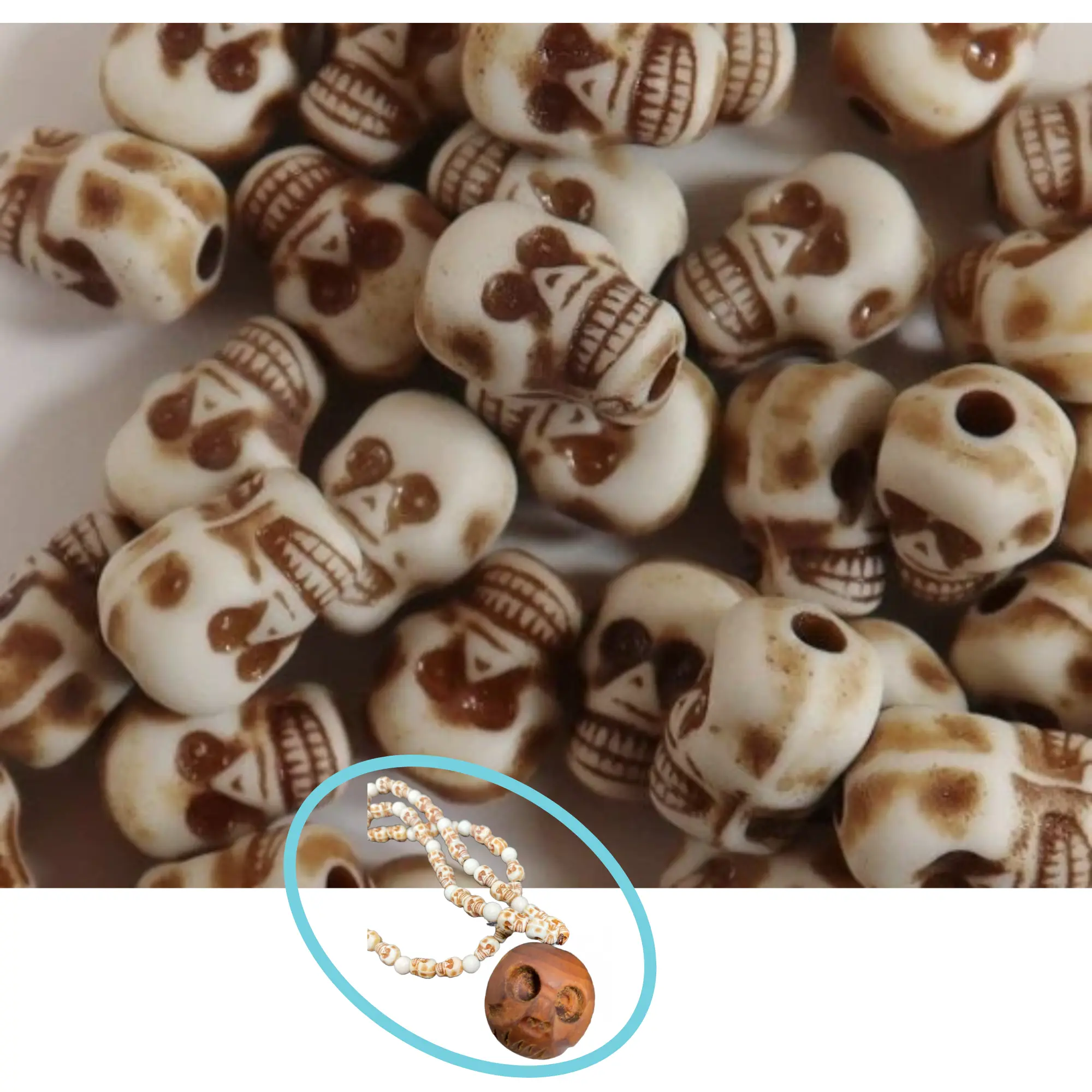 Halloween Skull Beads for Jewelry, Pirate Day of the Dead Skull Beads in Bulk, DIY Jewelry Supplies, Gift for Beaders, 100 Pcs