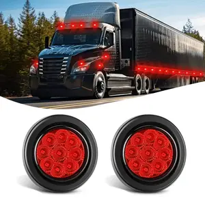 Nilight 2 Inch Red 9 Leds Round Side Marker Light (Pair)