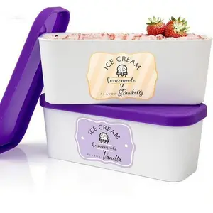 "Stackable Freezer Containers for Homemade Desserts - Set of 2 Reusable 1.6 Quart Tubs - Ideal for Sorbet, Frozen Yogurt & Gelato - Space-Saving Storage with Lids - BPA-Free Easy-to-Store Ice Cream Tubs"