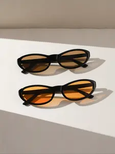 High-Quality Casual Narrow Frame Retro Oval Sunglasses with Colored Lenses, Unisex UV Protection Eyewear for Outdoor Activities, Sunglasses Frames