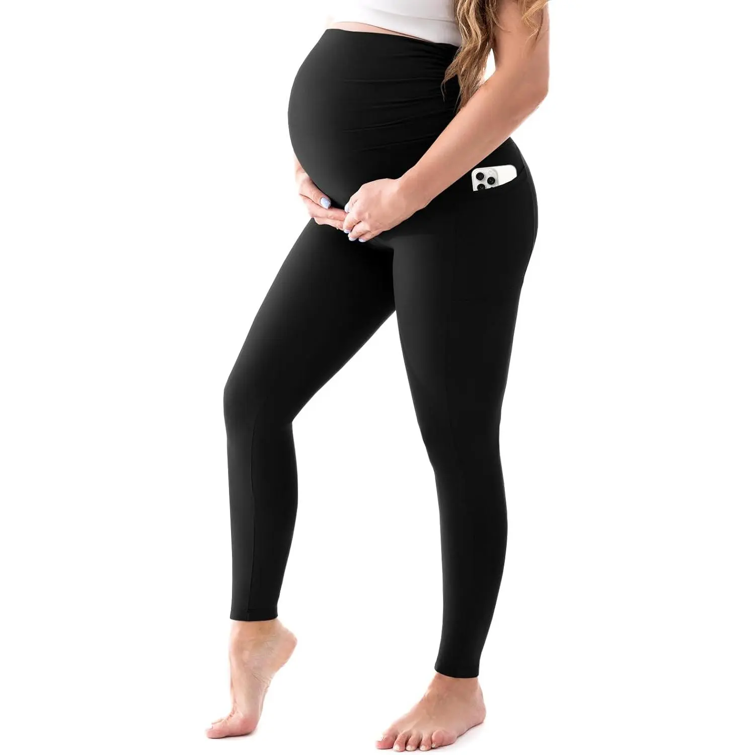 Women's Maternity Leggings with Pockets Over The Belly,Pregnancy Yoga Pants Activewear Workout Leggings pregnant  clothes