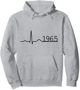 Birthday Cool Heartbeat ECG Year Born 1965 Minimal Man Woman Pullover Hoodie - Braedoncoysp Shop 55B09Q13ZJHJ