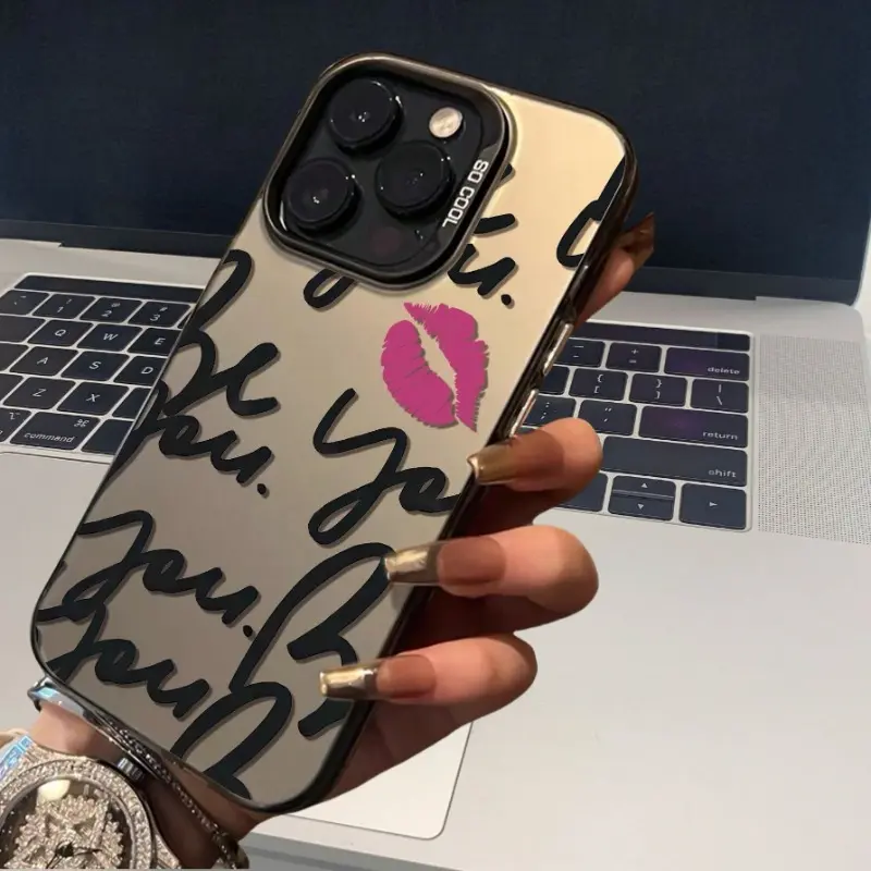 Fashion Unique Red Lips Letter Pattern Phone Case, Suitable for Apple Phone 17 16 15 14 13 12 11 XS XR X 8 7 Mini Plus Pro Max Series, High-Quality Exquisite Phone Case Suitable as a Gift for Family and Friends