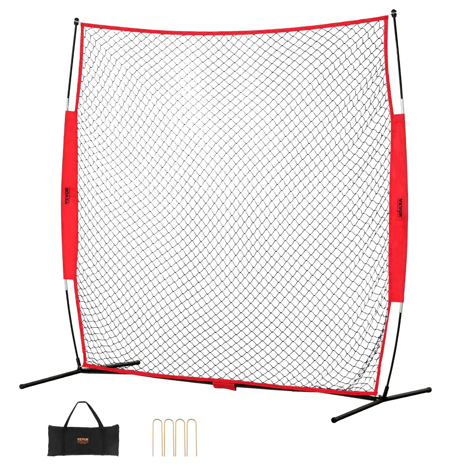 7x7 ft Portable Baseball Backstop Net - High-Density Net, Sturdy Fiberglass Frame, Steel Frame, Easy Assembly, Compact Multi-Sports Training Equipment with Stable Base, Includes Carry Bag & Baseball Batting Cage, Blocks Errant Balls for Backyard Use