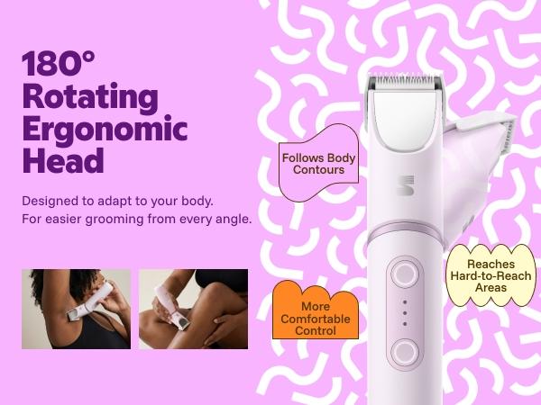 LADYSPOT  Women Shaver -180° Rotatable Flexible Ergonomic Head with Built-in Light & Mirror, 2-in-1 Trim & Shave IPX7 Waterproof Wet Dry Lady Trimmer for Leg Underarm Bikini Line,dorm essentials, Dry Shaving Solutions