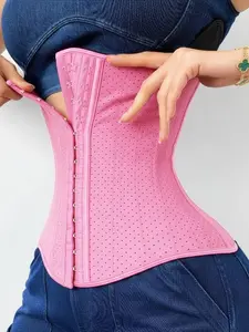 Women's Plain Minimalist Waist Cincher Belt, Slimming Waistband, Hook and Loop Closure, Breathable Mesh Fabric, Adjustable Buckle, Casual Style