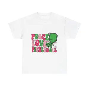 Pickleball T-Shirt, Cute Peace Love Pickleball Tee for Pickle Ball lover, Daisy, Paddle and Ball Graphics