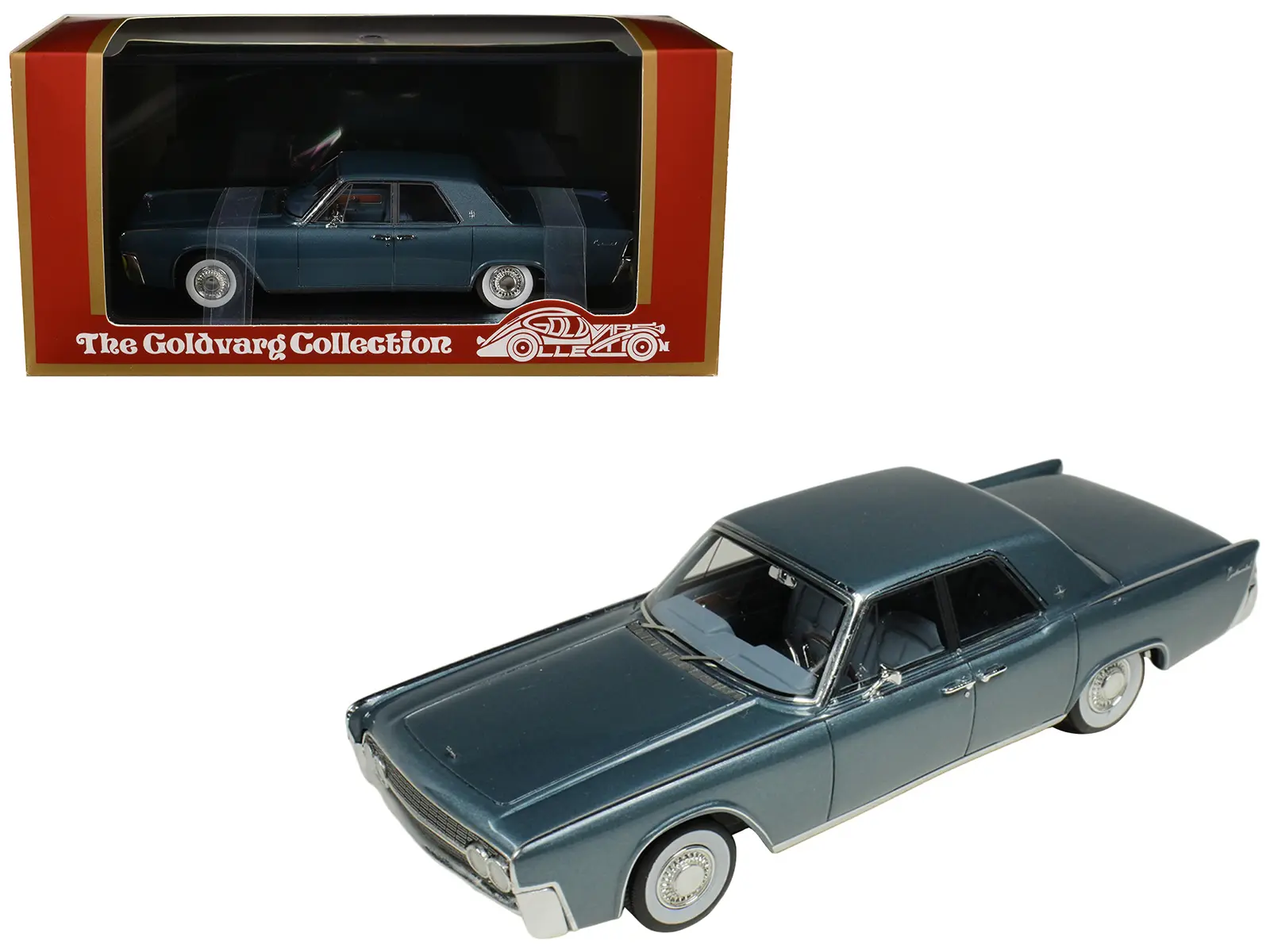 1962 Lincoln Continental Oxford Gray Metallic with Blue Interior Limited Edition 1/43 Model Car by Goldvarg Collection