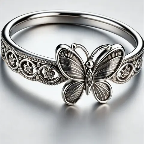 Vintage Silver Color Carved Butterfly Ring, Unique Design, Elegant Casual Ring, Perfect for Women's Daily Wear and Holiday Accessories, Vintage Rings Jewelry, Elegant Fashion Rings, Beautiful Rings