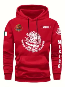 Autumn Winter Sportswear Activewear Outdoor Comfort Unisex Hoodie, Creative Mexican Print Trendy Fashion Pullover, Casual Loose Fit Long Sleeve Sweatshirts