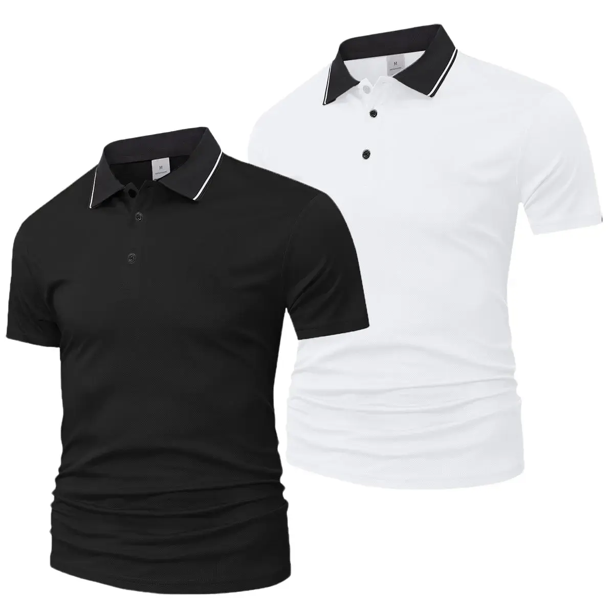 Men's 2pcs Shortsleeve Polo Shirts Set - Menswear Smart Casual Style, Solid Multicolor Performance Polo Shirts, Quick-Drying Moisture-Wicking Workwear, Suitable for Daily Work & Casual Wear