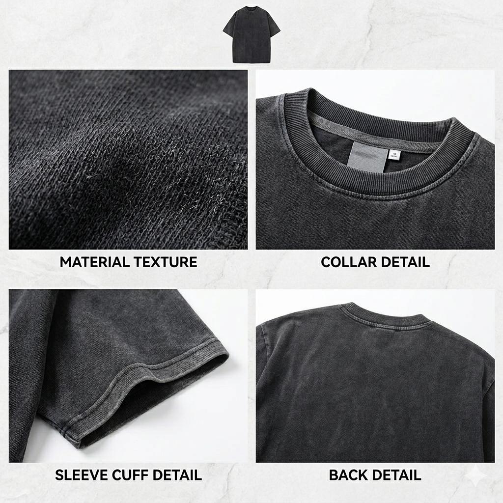 Women's Unisex Oversized Loose-Fit Crew Neck Cotton Basic T-Shirt - Custom Photo Collage Letter Print, Vintage Acid Wash, Short Sleeve, Casual Streetwear Top for Parents, Cold Wash Compatible