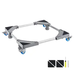 Mini Fridge Stand, 400 lbs Load, 4 Strong Feet, 4 Locking Swivel Wheels, Washer and Dryer Pedestal, Multi-Functional Adjustable Base for Washing Machine, and Refrigerator, Universal Mobile Base