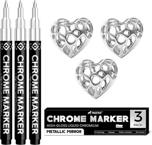 3Pcs Chrome Paint Markers Silver Permanent Mirror Liquid Chrome Pens