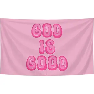 Preppy Christian Cotton Linen Decorative Tapestry - "God is Good" Full Print, Lightweight Indoor Room Art, Multi-Size Home Bedroom Artwork Tapestries, Gift for Boyfriend