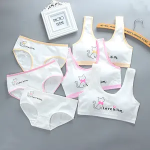 Girls' Bra Set, Pure Cotton, Developmental Vest, Underwear, Children'S Bra, Cotton plain contrast