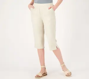 Denim & Co. EasyWear Twill Petite Relaxed Pull-On Skimmer