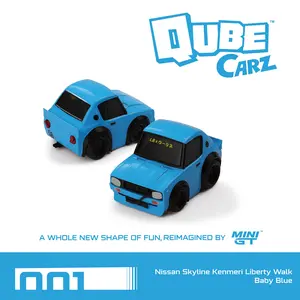 Mini GT Qube Carz 001 Nissan Skyline Kenmeri Liberty Walk Baby Blue Diecast Model Car