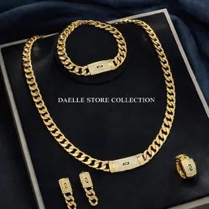 Luxury Gold Jewelry Set for Women – Iced Out Necklace Bracelet Earrings Set
