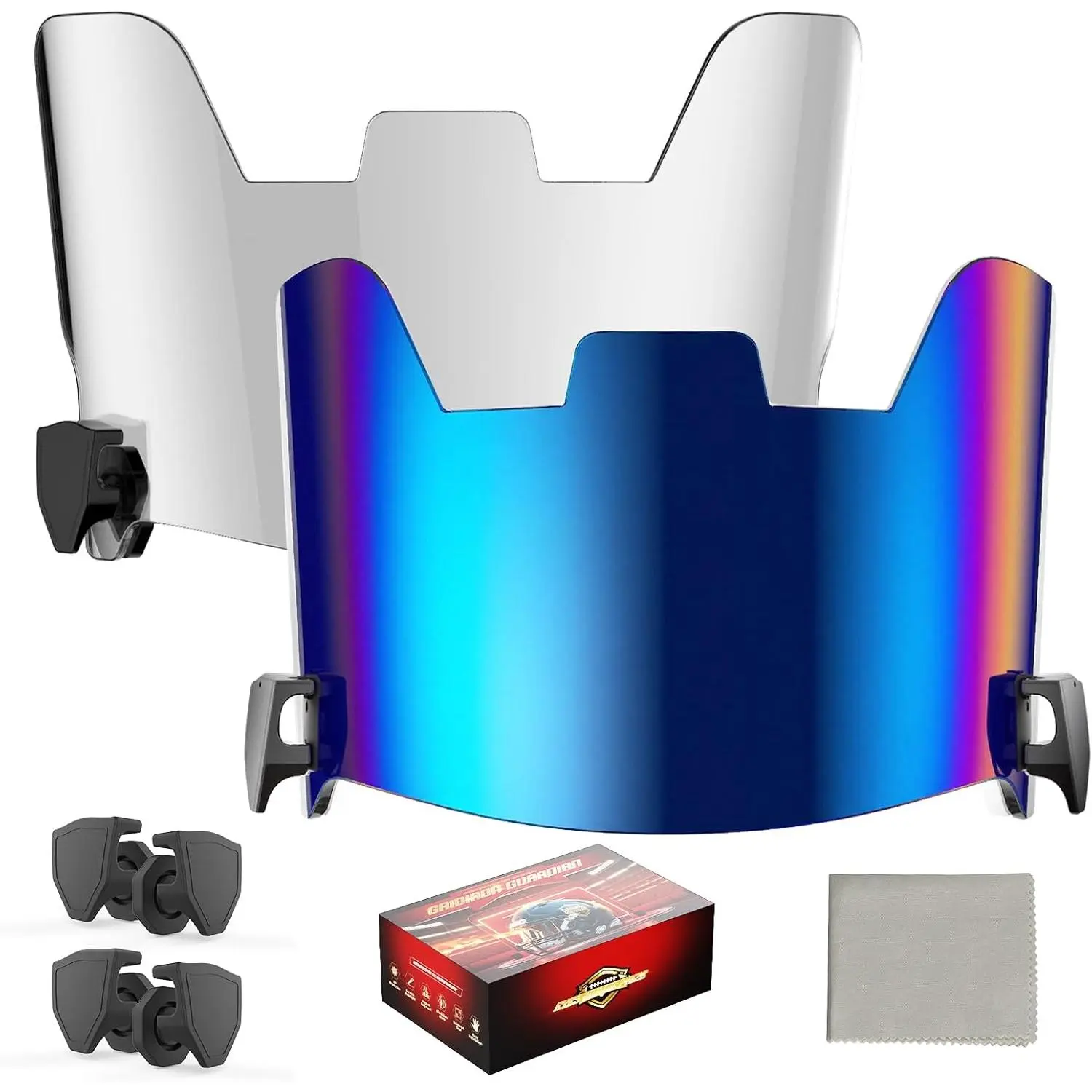 Football Visor Combo with 2 Lenses - Team Use, Day/Night Compatibility, Military-Grade Fit, fits Schutt/Riddell Helmets, Night Use