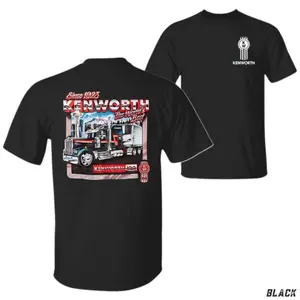Kenworth 100th Anniversary T-Shirt, Vintage Semi Truck & Column Print, KW Centennial Graphic Shirt, For Truck Drivers & Diesel Haulers, Gift for Kenworth Fans