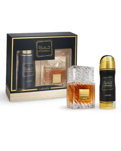 Lattafa Khamrah Unisex Arabic Perfumes Gift Set - Amber Woody, Amber Vanilla Dual Scents EDP Duo Set, 100ML Sweet-Spicy Gourmand EDP, 200ML Perfumed Spray (Single Item)