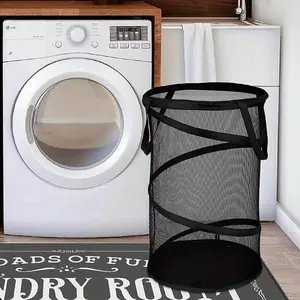Large Capacity Pop-Up Laundry Basket with Handle, Foldable and Portable, Mesh Design, Breathable, Durable Clothing Storage Solution
