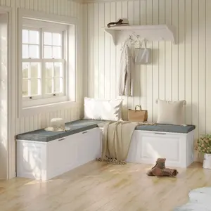 FUFU&GAGA L Shape Storage Bench, Kitchen Breakfast Nook Bench, Backless Corner Bench Nook with Storage, Shoe Benches with Cushion for Entryway Cloakroom