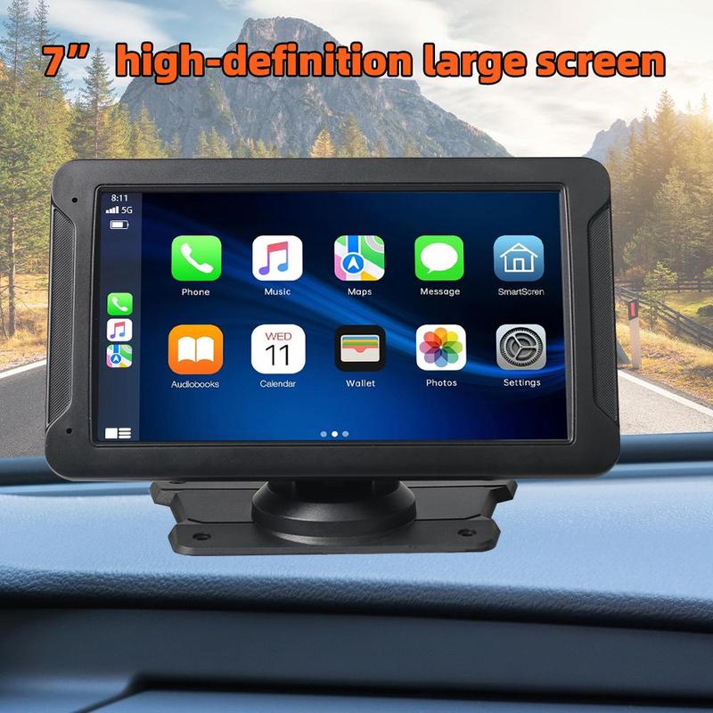 Wireless Apple Carplay Car Screen, 7 Inch HD Portable Car Stereo Touch Screen with Apple CarPlay and Android Auto/Reversing Camera/Bluetooth/GPS Navigation/AUX for All Vehicles, Fathers Day Gift