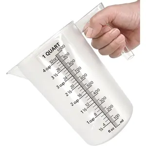 Plastic Measuring Cup with Handle, Measuring Pitcher for Liquid Mixing, Pouring, Lawn Care, Pet Food, Motor Oil, Laboratory and More (32 Fluid Ounces, 1000ml)