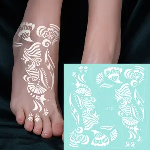 Body painting hand and foot Henna tattoo stickers European and American black and white brown Hanna lace tattoo transfer paper