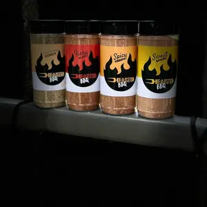 Hearth & Coals BBQ Spice Blends - Four Bottles of Proprietary Spices for Grilled & Smoked Meats - Flaming Coals, Fiery Blaze, Spicy Smoker, Sweet Spark - Elevate Your Cooking Game
