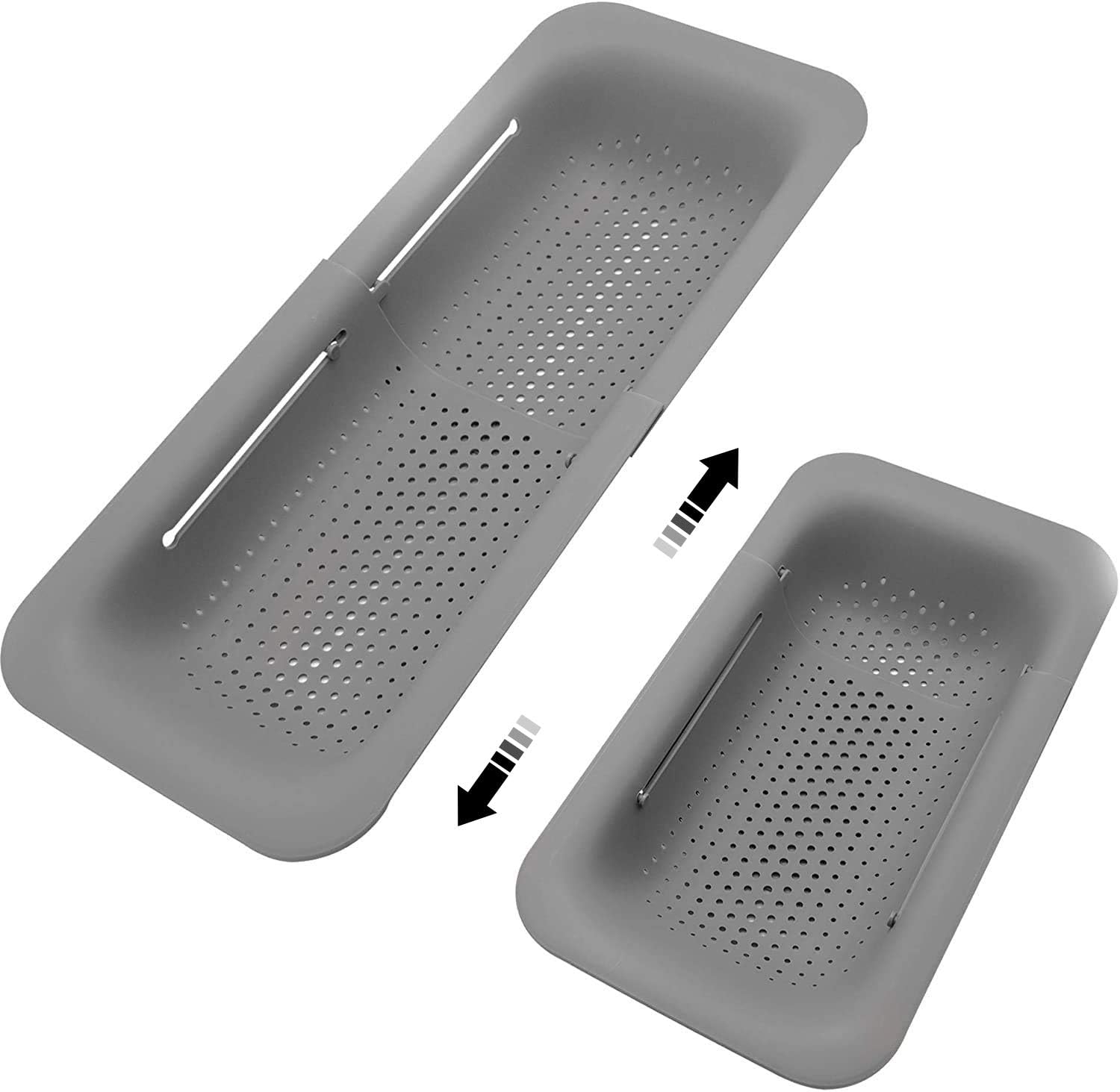 Over-the-Sink Retractable Drain Basket - Kitchen Sieve Colander for Washing Produce, Draining Pasta - Essential for New Kitchens (Gray or White Options)