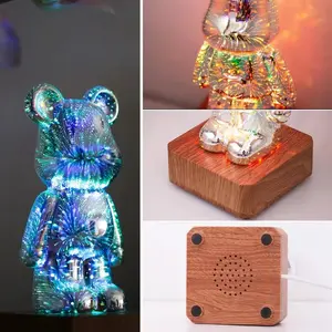Colorful Glow Bear Night Light Rechargeable Trendy Bear Desk Lamp Bedside Lamp Birthday Gift Creative Light