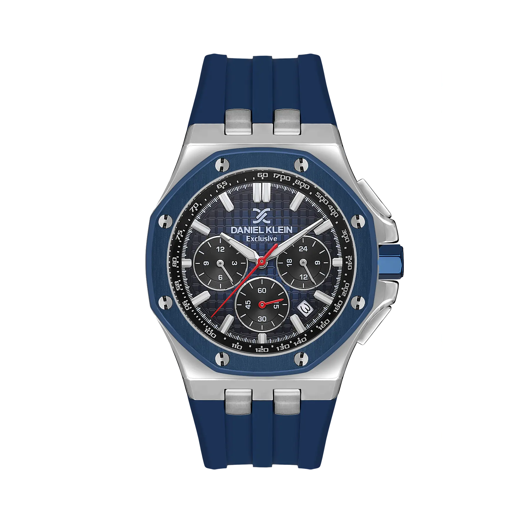 Daniel Klein Exclusive Men Silver/Blue Rubber Watch