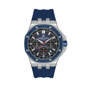 Daniel Klein Exclusive Men Silver/Blue Rubber Watch