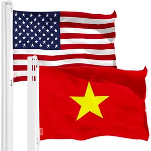 G128 Combo Pack: American USA Flag 3x5 Ft & Vietnam Flag 3x5 Ft, Both Printed 150D Polyester, Indoor/Outdoor, Brass Grommets