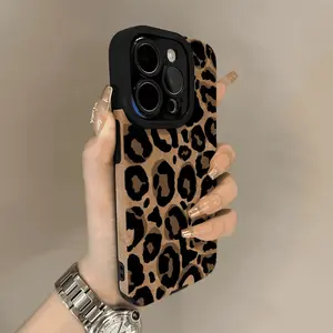 Furry Black Leopard Phone Case for use with iphone 17 air 16 pro max 15 plus 14 pro 13/12/11 Fashionable Stylish Leather Phone Case for iphone X/XS XSMAX phone Case para mujer Local delivery in the US