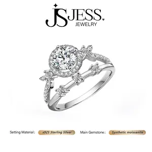 【#1134】JessJewelry 1ct/2ct Round Brilliant Cut Synthetic Moissanite Solitaire Ring, S925 Sterling Silver Jewelry for Women