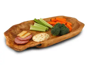 14" X 7" hand carved reclaimed root wood serving platter