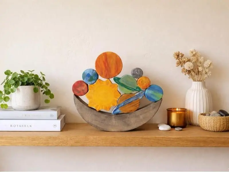 Montessori Space Balance Toy, Wooden Galaxy Stacking Set, Waldorf Inspired Gift for Kids