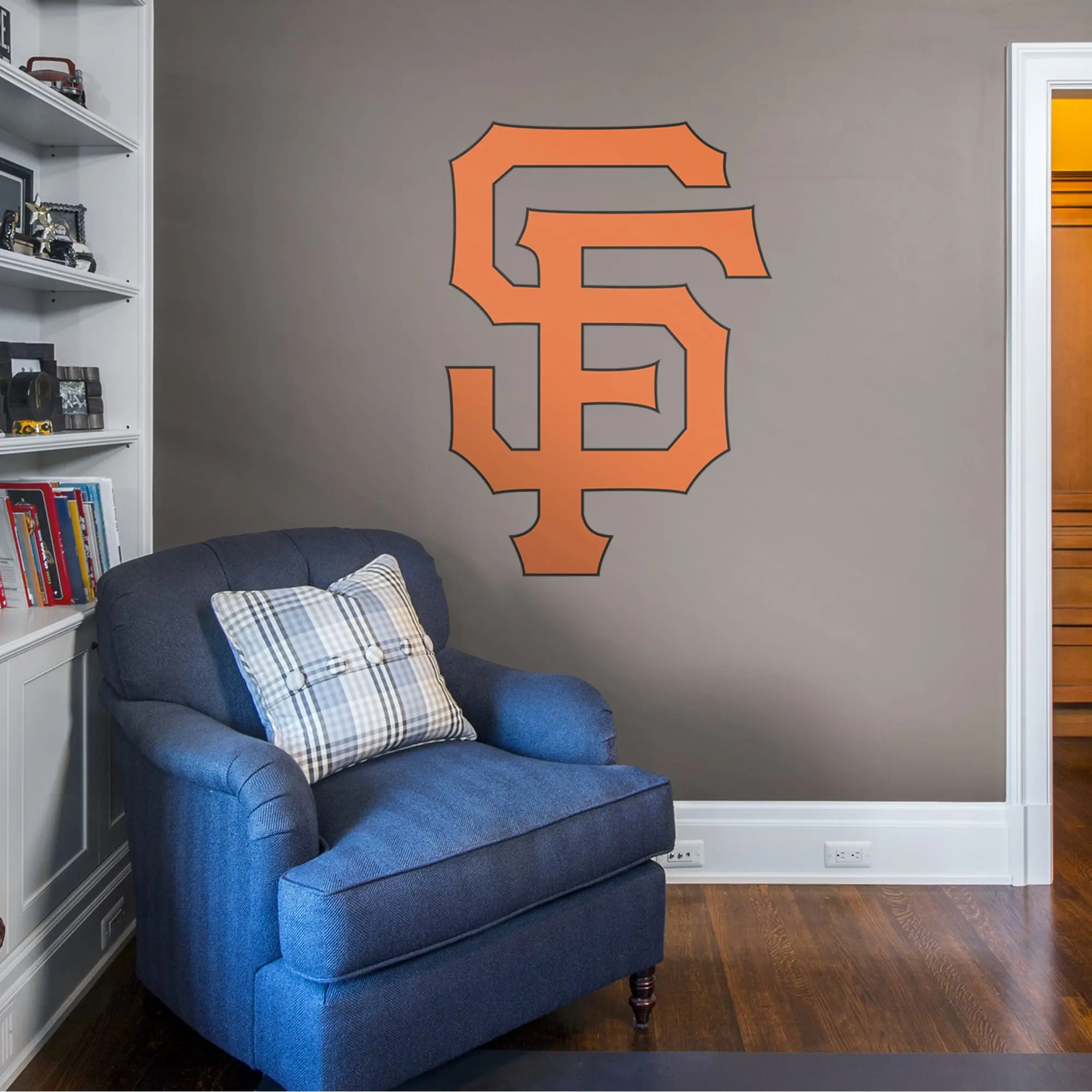 Official MLB San Francisco Giants Fan Decor Reusable Vinyl Wall Stickers - RealBig Alternate Logo Collection, Low-Tack Adhesive, 39inW x 47inH for Den, Game Day Home Decor