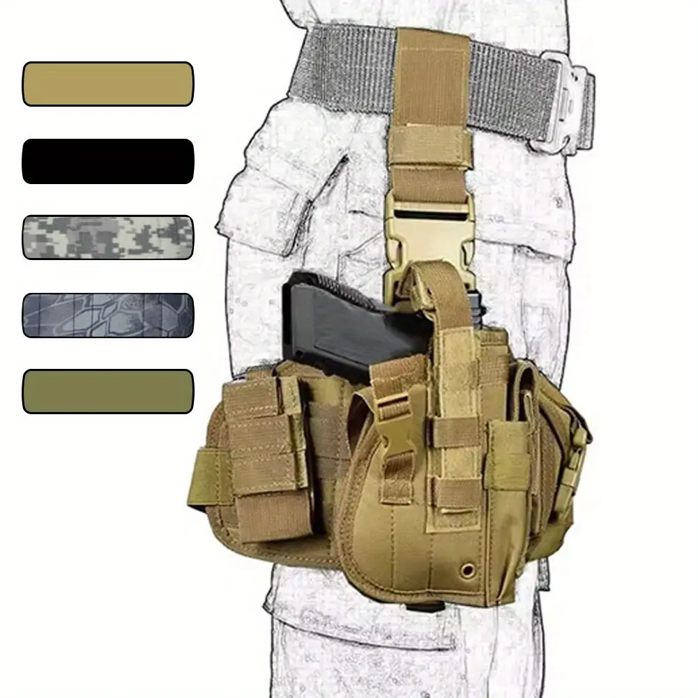 Tactical Thigh Holster for Men, 900D Oxford Waterproof Drop Leg Bag for Right Thigh, Adjustable Tactical Accessories for Shooting Training, Hunting, Secure