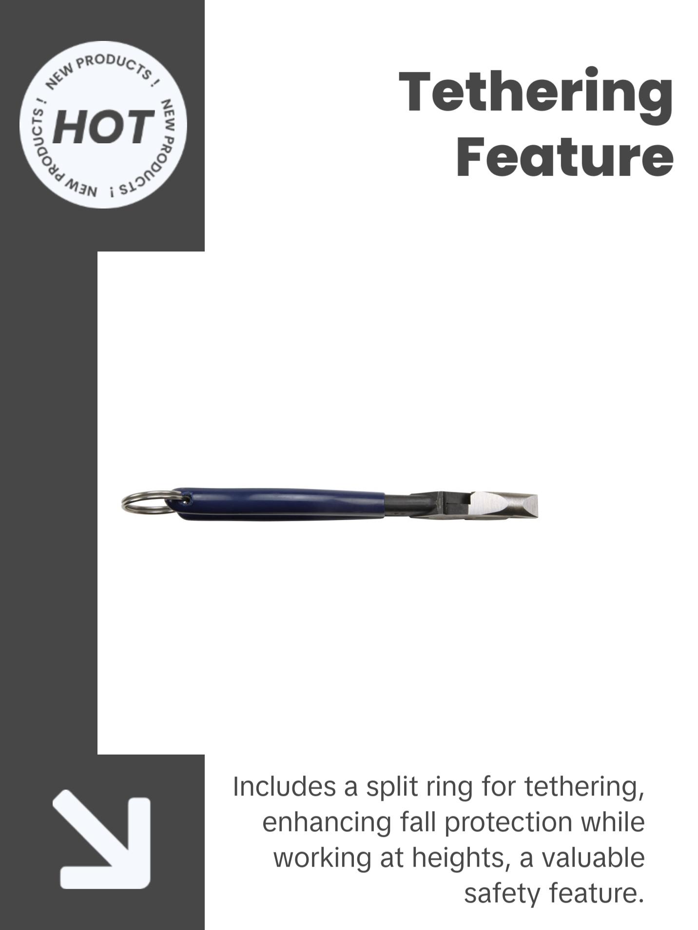 Klein Tools D213-9NETT Pliers, High Leverage Side Cutters, Tether Ring