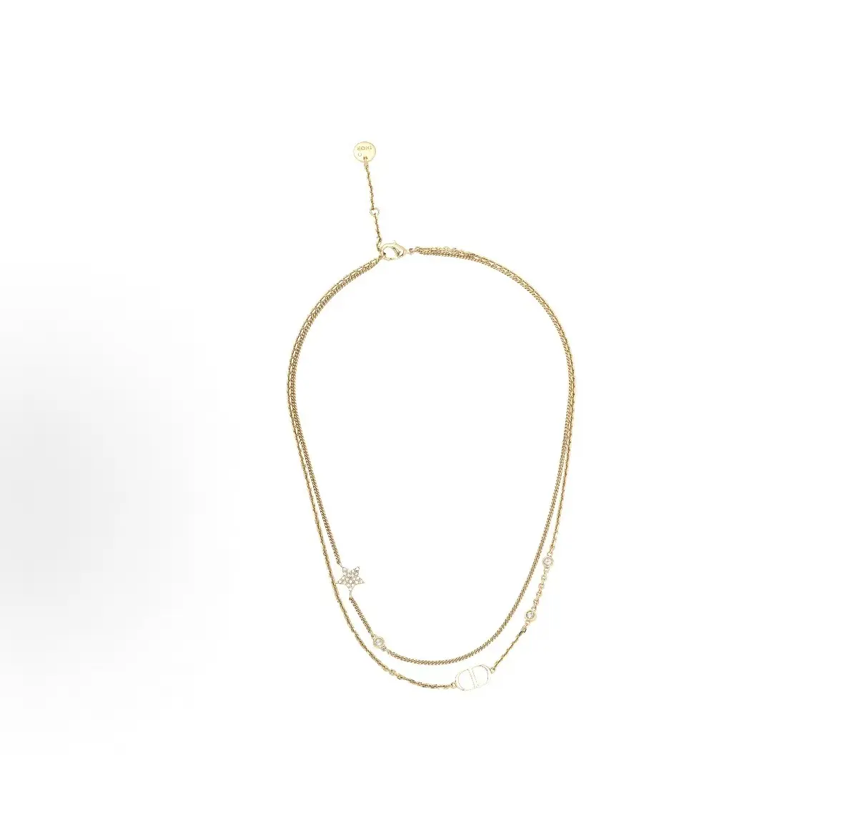 Pre-owned Brand New,Dior Petit CD Double Layer Star Pendant Necklace (Gold Plated / Crystal