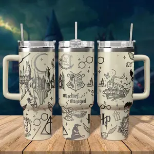 H Potter 20oz - 40oz Tumbler Stainless Steel, Double Wall Insulated, With Handle – Magic Wizard Series Design, Perfect Gift for Fans