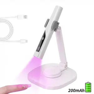 Portable UV LED Nail Lamp with Stand, Rechargeable Gel Polish Light, Easy DIY Manicure at Home, Compact and Convenient